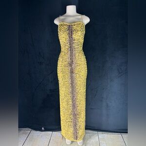 Chic Yellow Patterned Maxi Dress